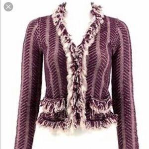 Anthropologie HWR Fringe Angora Wool Cardigan—L